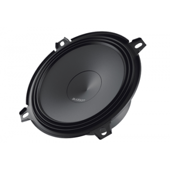 A circular, black speaker with four mounting brackets sits against a white background. The word "Audison" is printed on the cone, indicating the brand.
