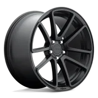 A matte black, multi-spoke car wheel rim with "rotiform" logo at center, displayed against a plain, light background.