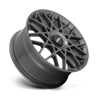 A stylish, black, multi-spoke alloy wheel by Rotiform rests against a neutral gradient background, displaying a modern, intricate design with "rotiform" inscribed in the center cap.