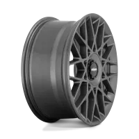 A single, black, multi-spoke car wheel rim with a polished finish and "rotiform" text at the center, angled slightly to the left, against a white background.