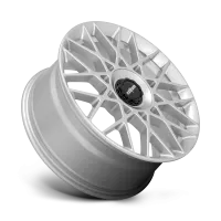 A silver alloy wheel with an intricate, web-like spoke design and a black center cap labeled "rotiform" is shown on a plain background.