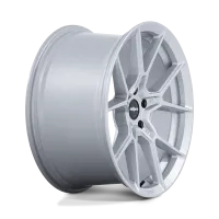 A metallic silver car wheel features a multi-spoke design with a central black hub cap displaying the text "rotiform," isolated on a white background.