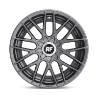 A multi-spoke alloy wheel with the letters "RF" in the center cap and the text "Rotiform" at the bottom, showcased on a gray background.