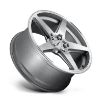 A metallic alloy wheel with five wide spokes featuring the brand name "Nismo" at the center, displayed against a plain white background.