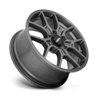 A dark grey alloy wheel with a five double-spoke design, displaying the brand name "Rotiform" on its center cap, is angled against a plain background.