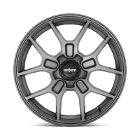 A matte black alloy wheel with a multi-spoke design, displaying the text "rotiform" in the center against a white background.