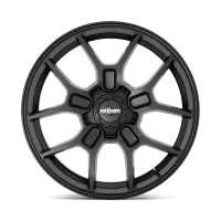 A black alloy wheel with a multi-spoke design, featuring a central hubcap labeled "rotiform," displayed against a solid white background.