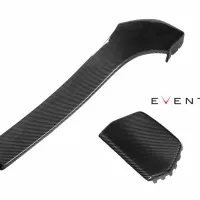 Carbon-fiber intake components for a vehicle displayed on a white background, with "EVENTURI" branding text in black and red on the right.