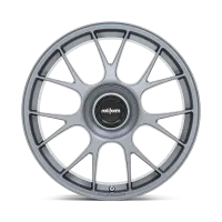 A silver alloy car wheel with thin radial spokes against a plain background. The center cap reads "rotiform," and "FORGED" is inscribed on the bottom edge.
