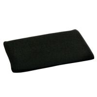 A black, rectangular mouse pad lies flat on a white background, serving as a smooth surface for computer mouse use.