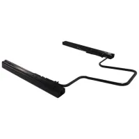 A black metal seat slide rail mechanism with two parallel tracks connected by a bent rod, designed for adjusting seats, placed against a white background.