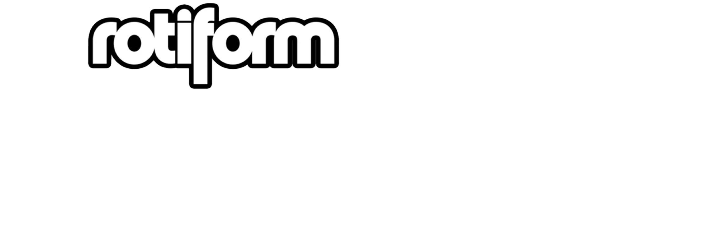 The word "rotiform" in bold lowercase letters with a white outline against a solid black background, featuring a modern, rounded font style.