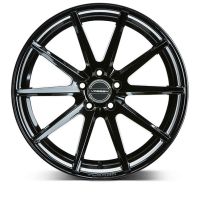 A glossy black alloy wheel with a multi-spoke design, displaying the brand name "VOSSEN" at the center, positioned against a plain white background.