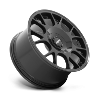 A glossy black alloy wheel with multi-spoke design rests against a white background. The central hub features the text “rotiform.”