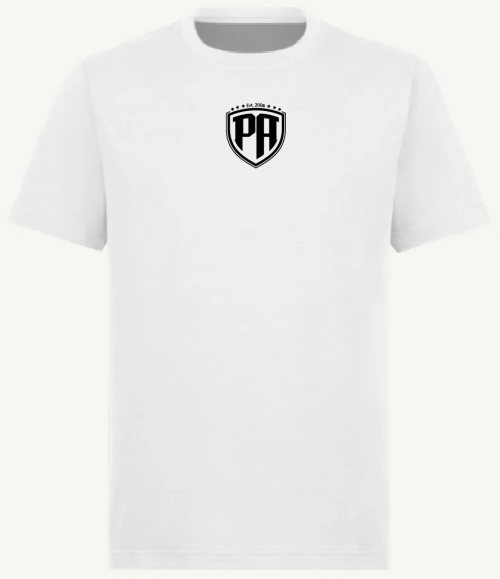 Anniversary t-shirt in white with pink writing on the back.